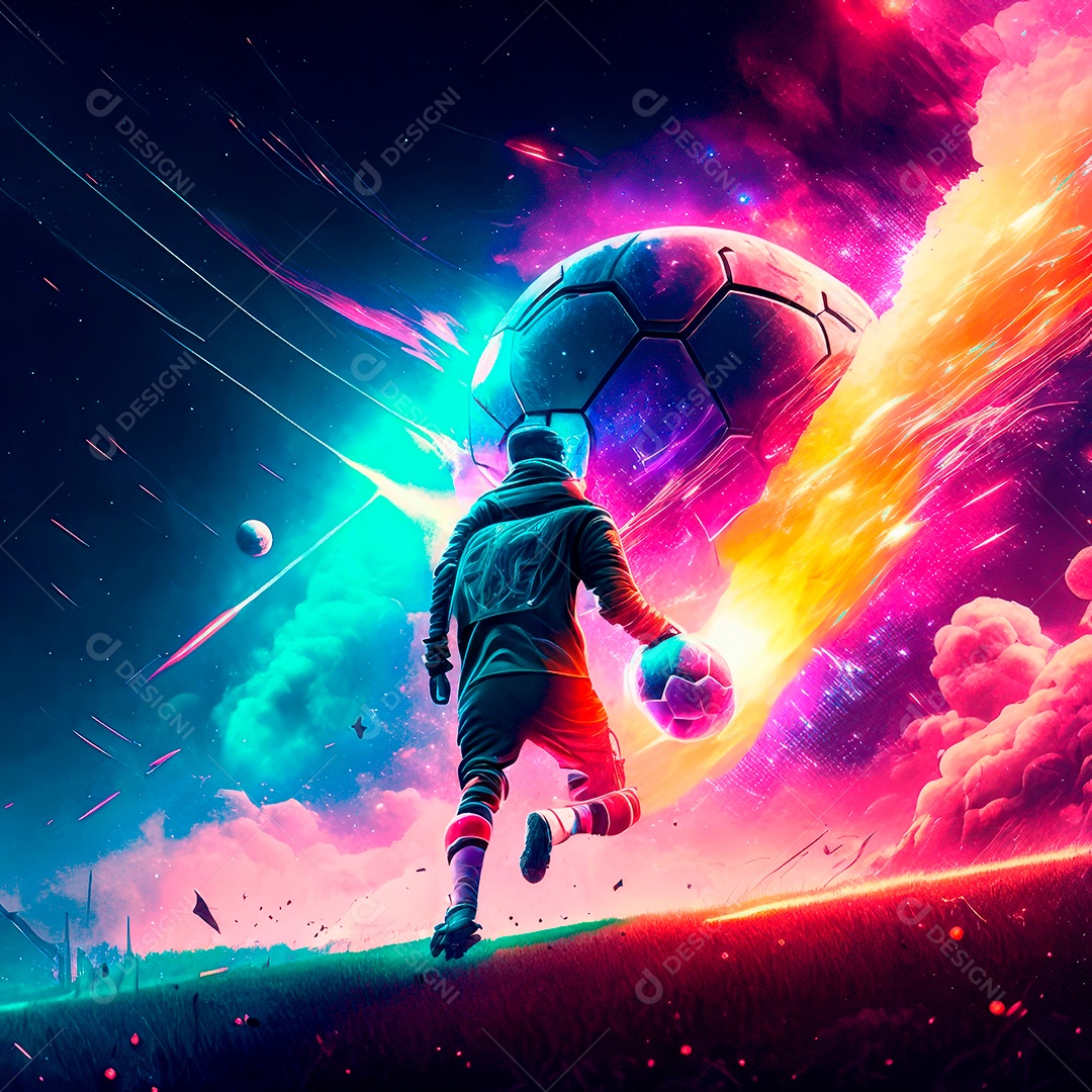 Paisagem cyberpunk de um jogador de.