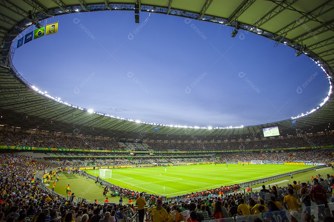 Estádio de futebol lotado para jogo