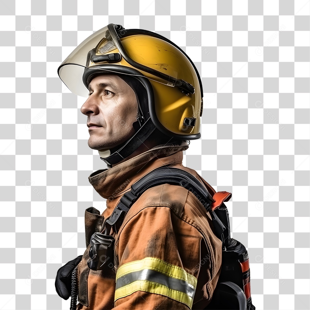 Bombeiro com Uniforme de Serviço PNG Transparente