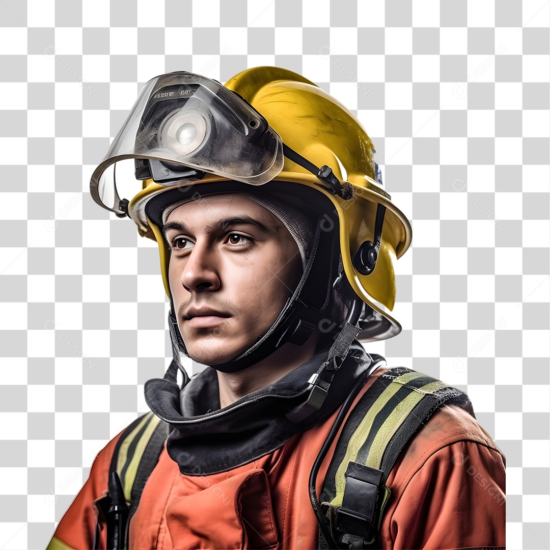 Bombeiro com Uniforme de Serviço PNG Transparente