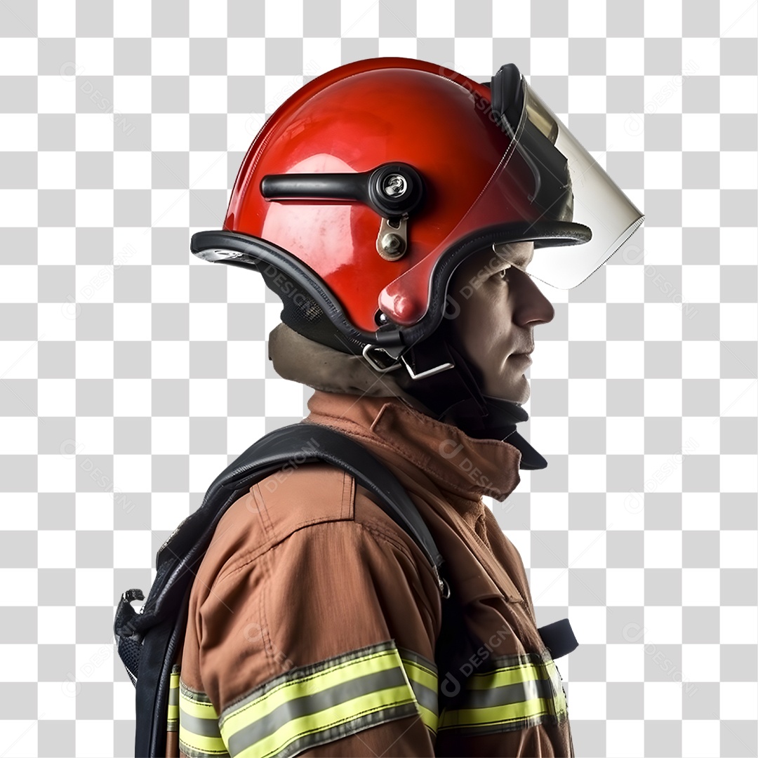 Bombeiro com Uniforme de Serviço PNG Transparente