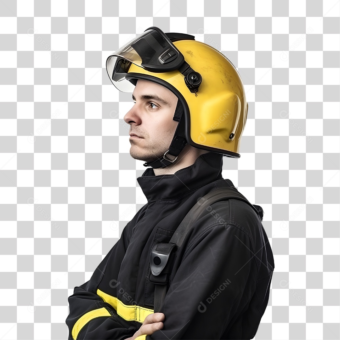 Bombeiro com Uniforme de Serviço PNG Transparente