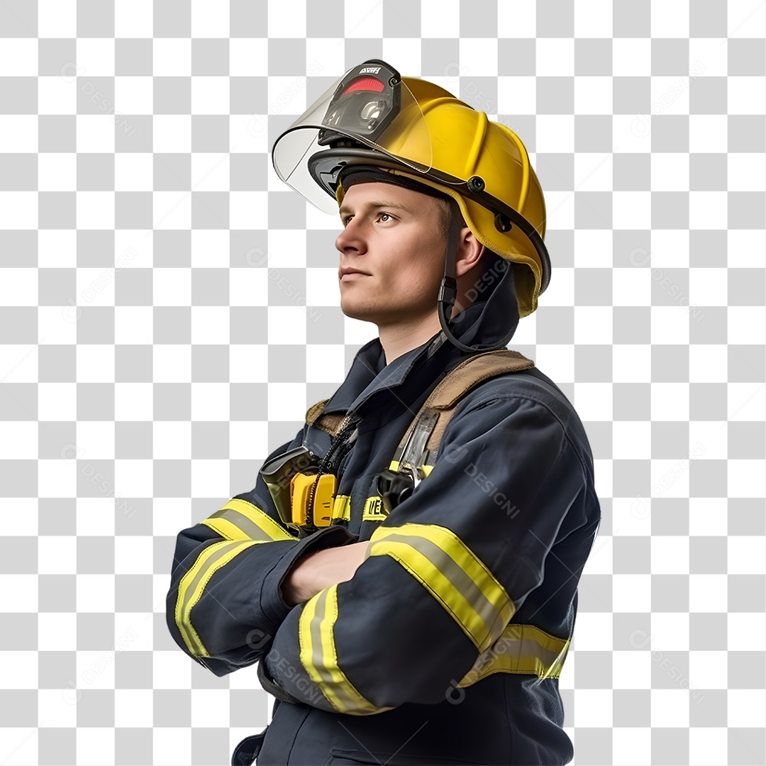 Bombeiro com Uniforme de Serviço PNG Transparente