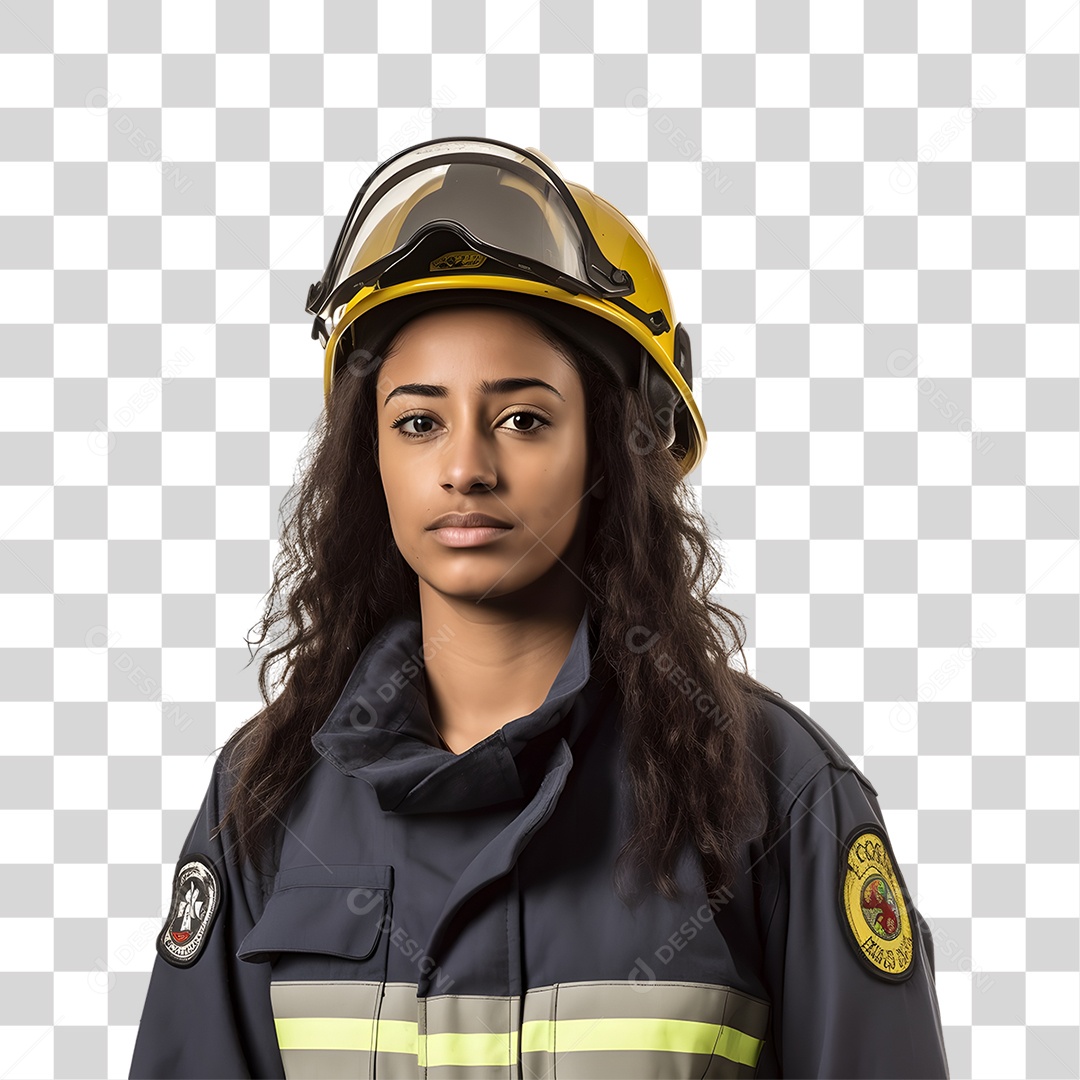 Bombeira com Uniforme de Serviço PNG Transparente