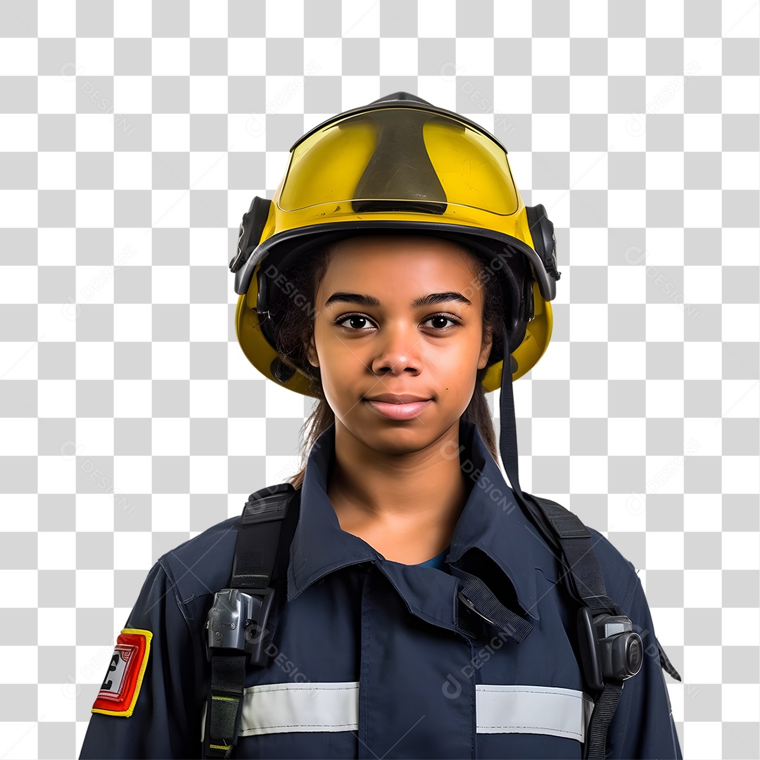 Bombeira com Uniforme de Serviço PNG Transparente