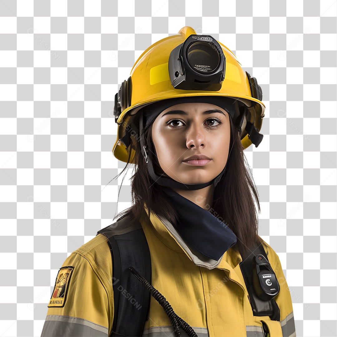 Bombeira com Uniforme de Serviço PNG Transparente