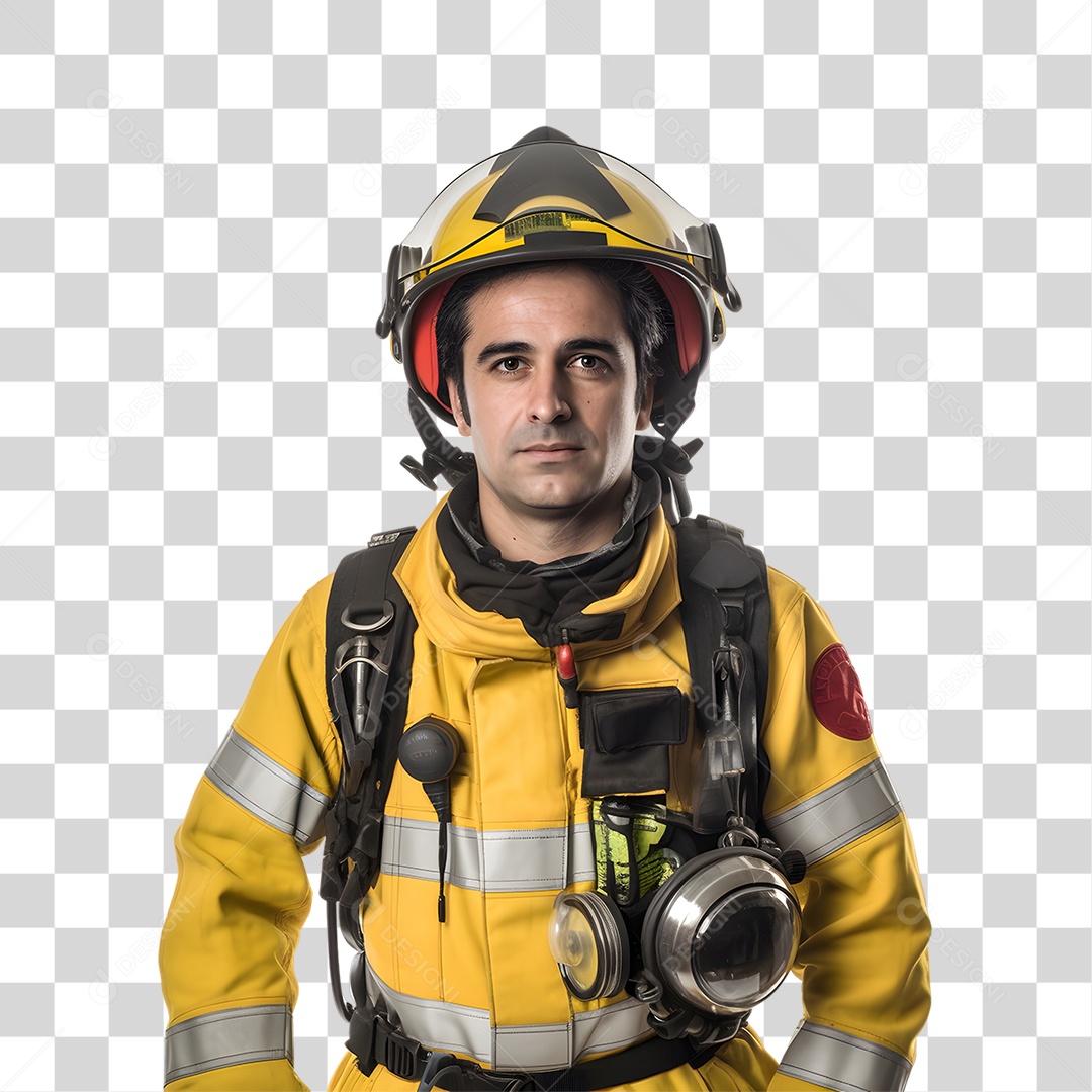 Bombeiro com Uniforme de Serviço PNG Transparente