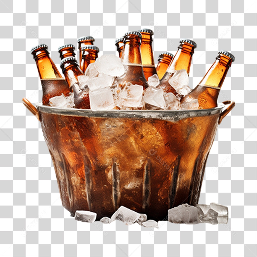 Balde com Gelo e Cervejas PNG Transparente