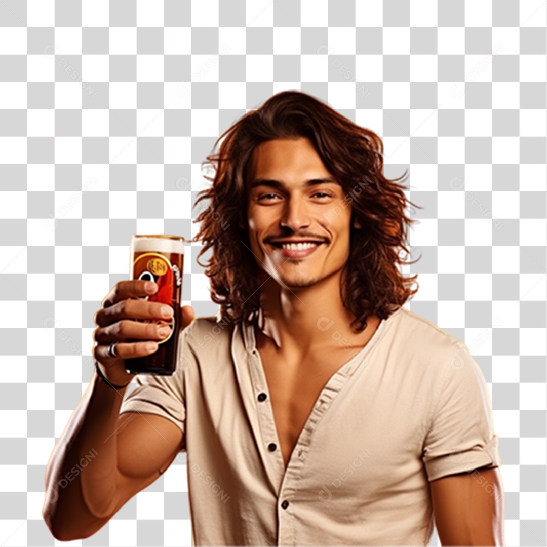 Homem Segurando Copo com Cerveja PNG Transparente