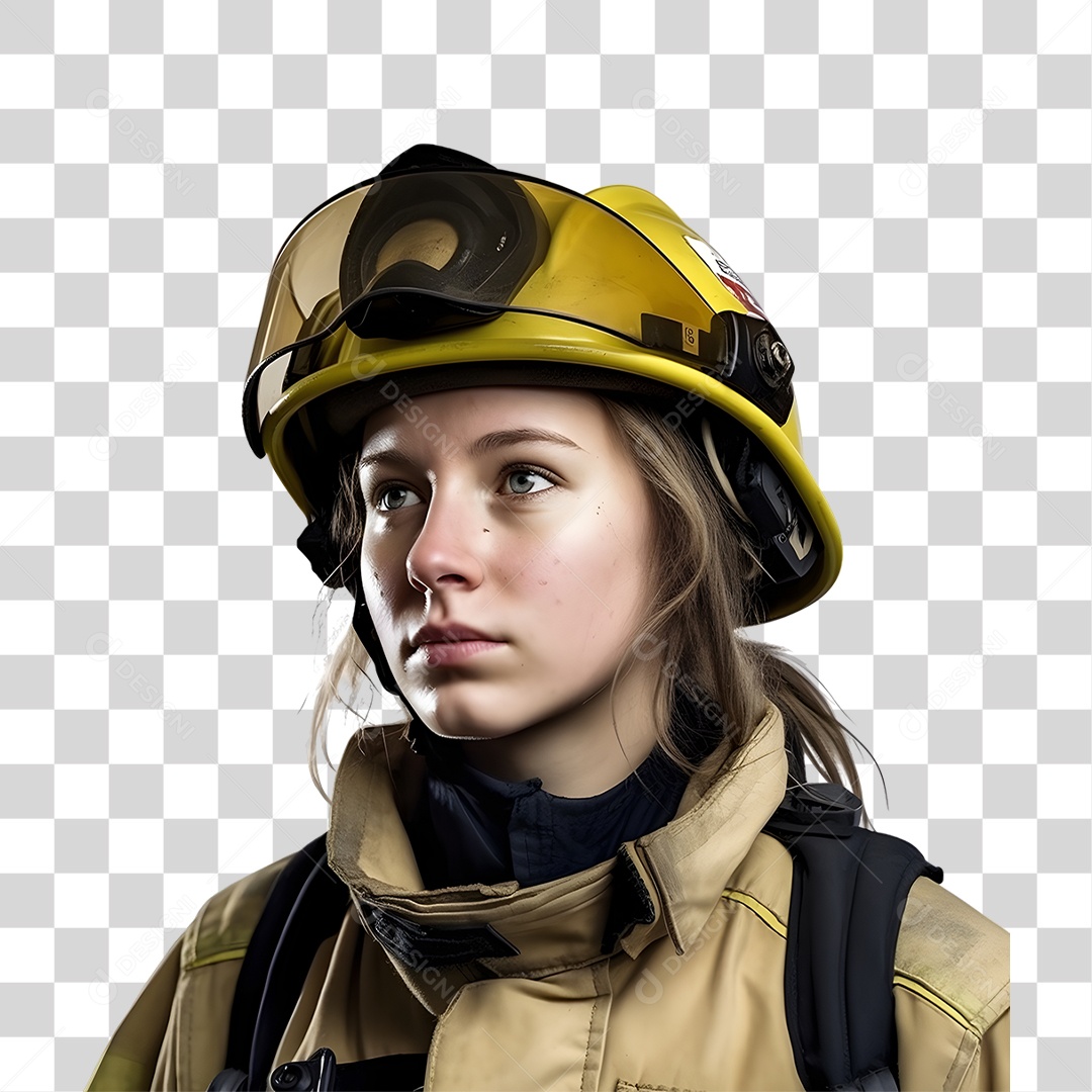 Bombeira com Uniforme de Serviço PNG Transparente