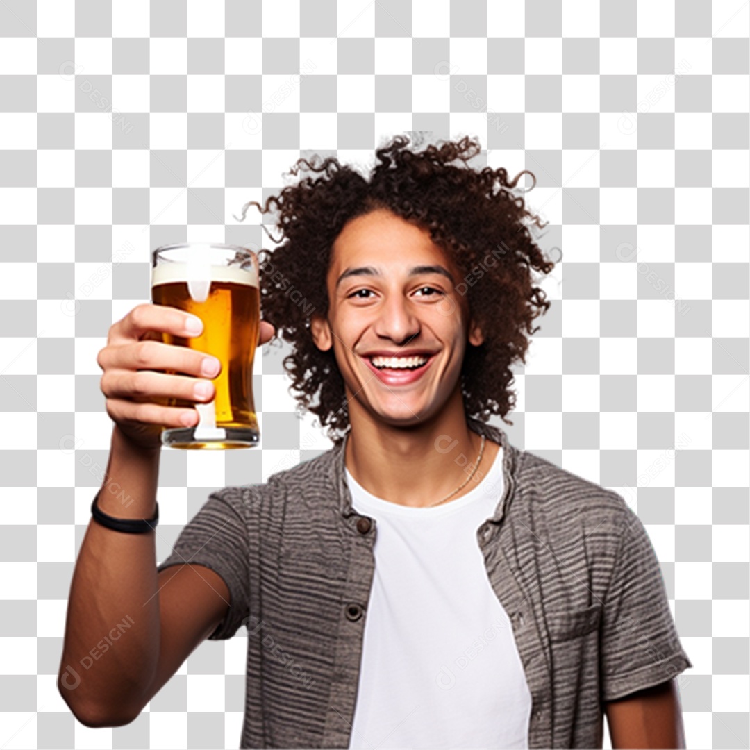 Homem Segurando Copo com Cerveja PNG Transparente