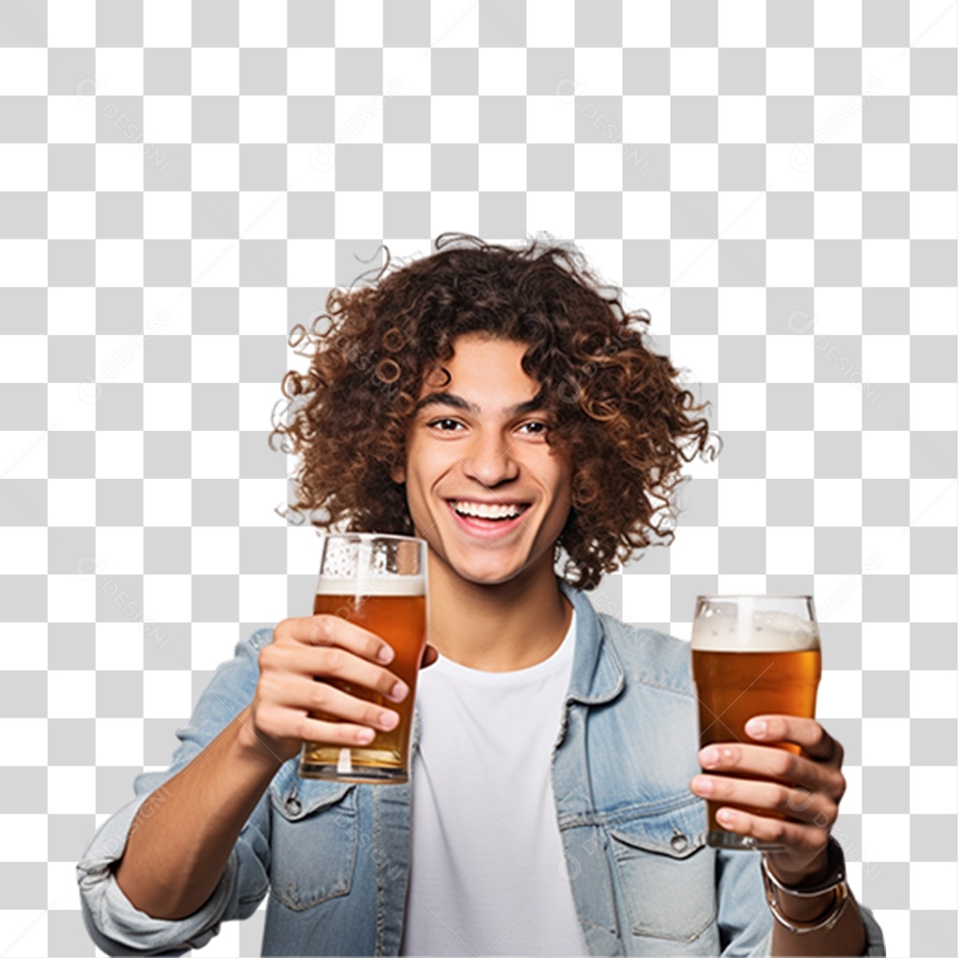 Homem Segurando Copo com Cerveja PNG Transparente