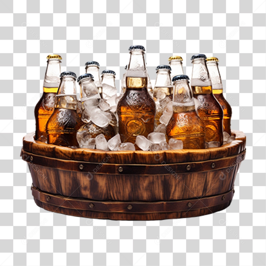 Balde com Gelo e Cervejas PNG Transparente