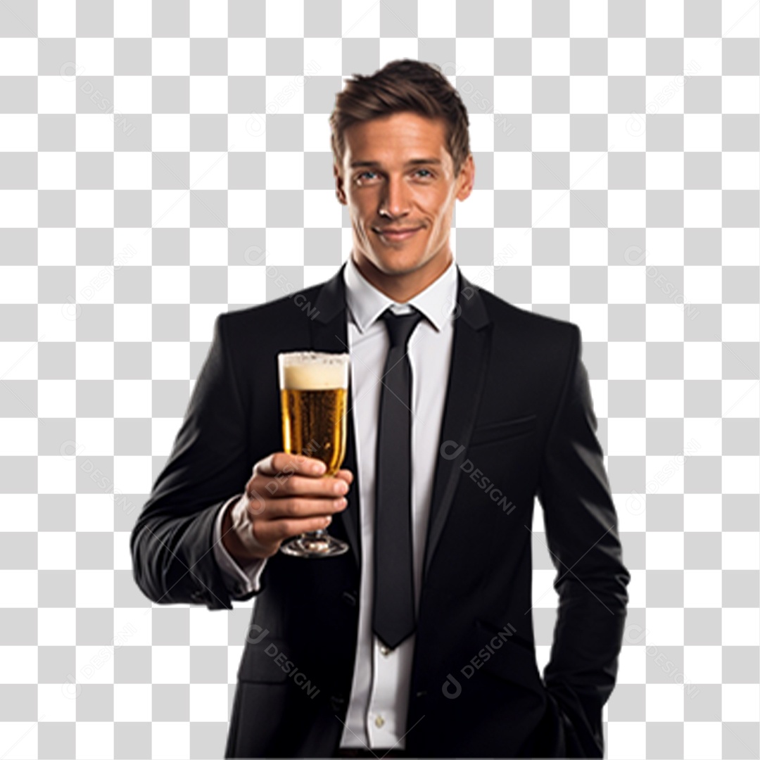 Homem Segurando Copo com Cerveja PNG Transparente