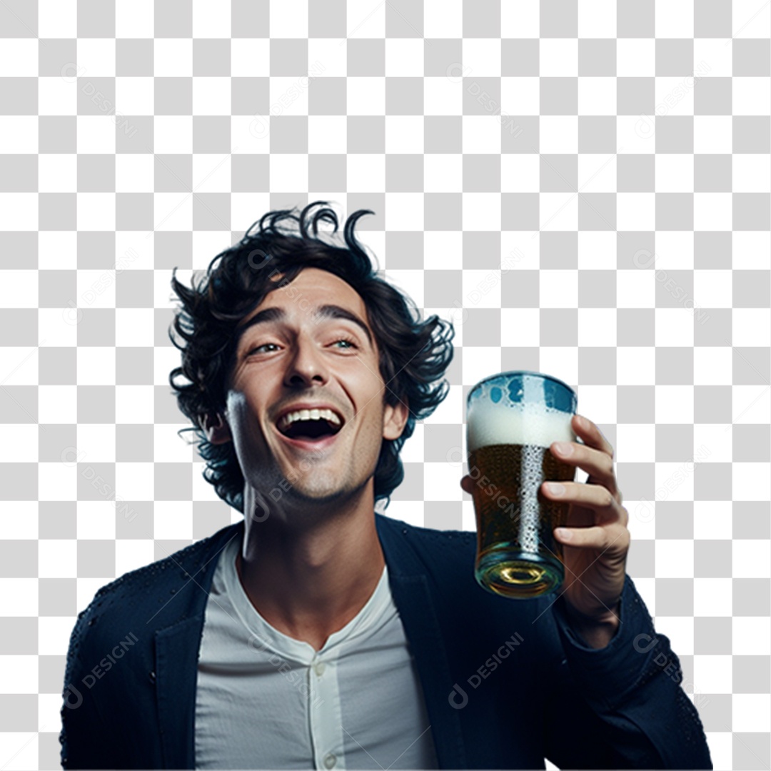 Homem Segurando Copo com Cerveja PNG Transparente