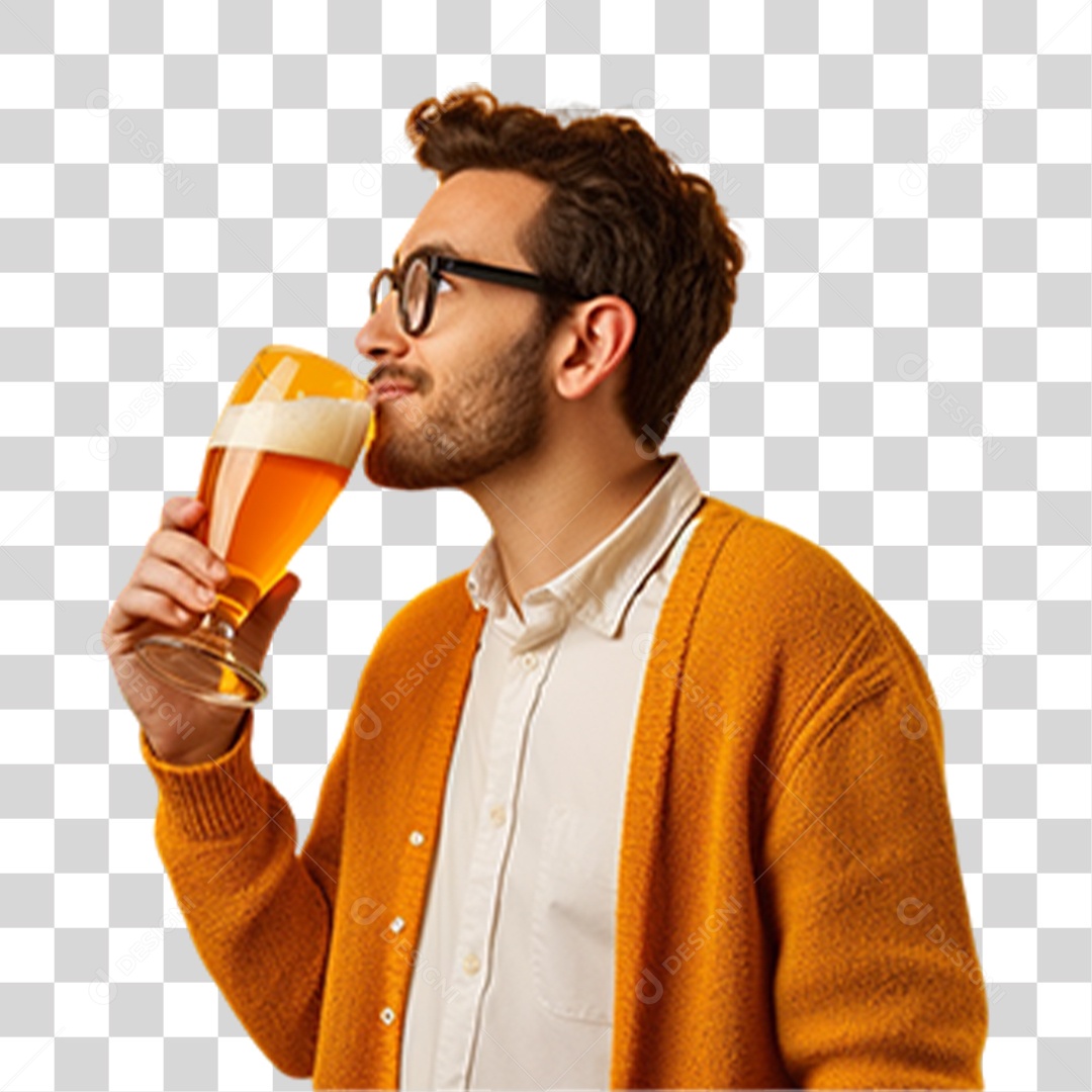 Homem Segurando Copo com Cerveja PNG Transparente