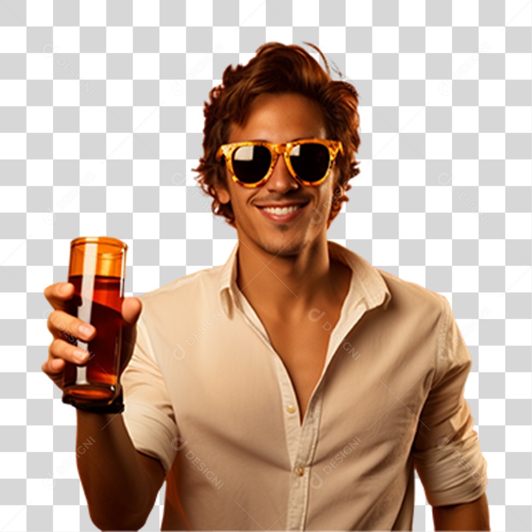 Homem Segurando Copo com Cerveja PNG Transparente