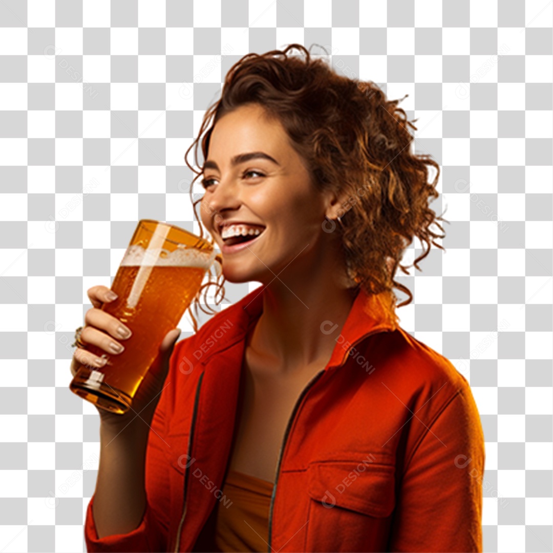 Mulher Segurando Copo com Cerveja PNG Transparente