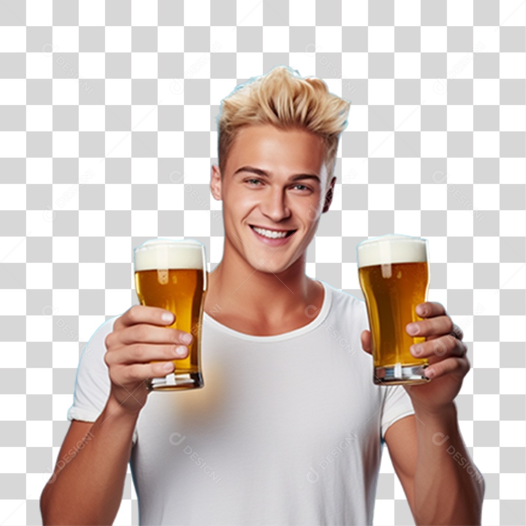 Homem Segurando Copo com Cerveja PNG Transparente