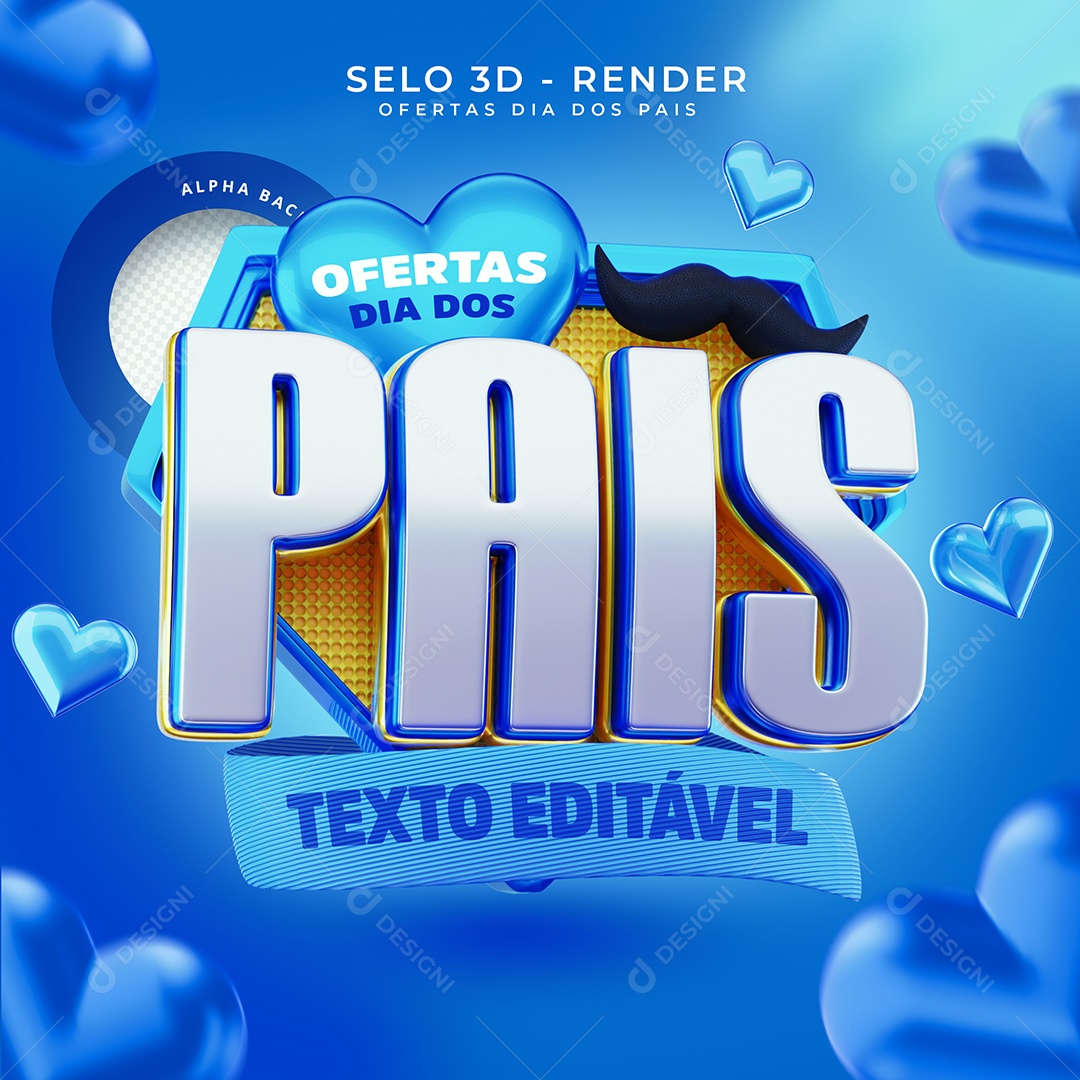 Ofertas Dia dos Pais Selo 3D para Composição PSD