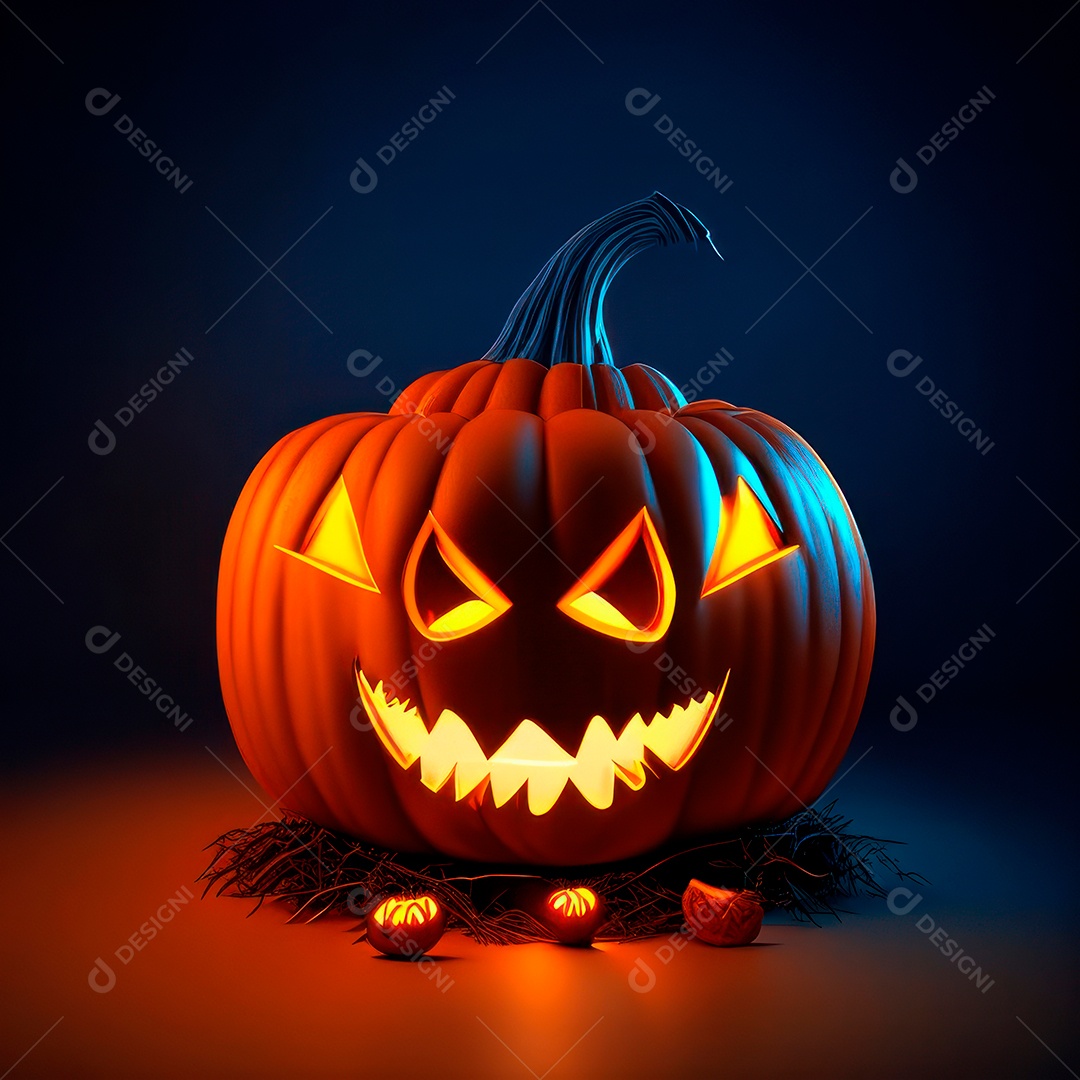 Abóbora halloween 3d 8k olhos aperfeiçoa o fundo.