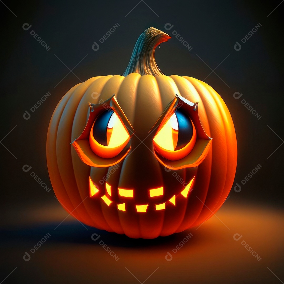 Abóbora halloween 3d 8k olhos aperfeiçoa o fundo.