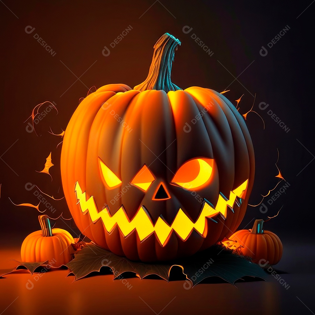 Abóbora halloween 3d 8k olhos aperfeiçoa o fundo.