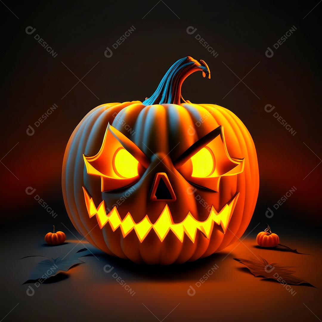 Abóbora halloween 3d 8k olhos aperfeiçoa o fundo.