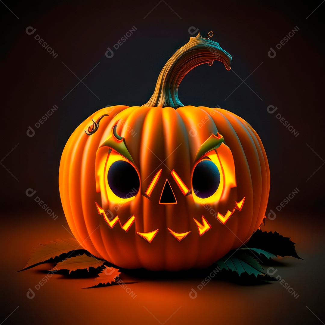 Abóbora halloween 3d 8k olhos aperfeiçoa o fundo.