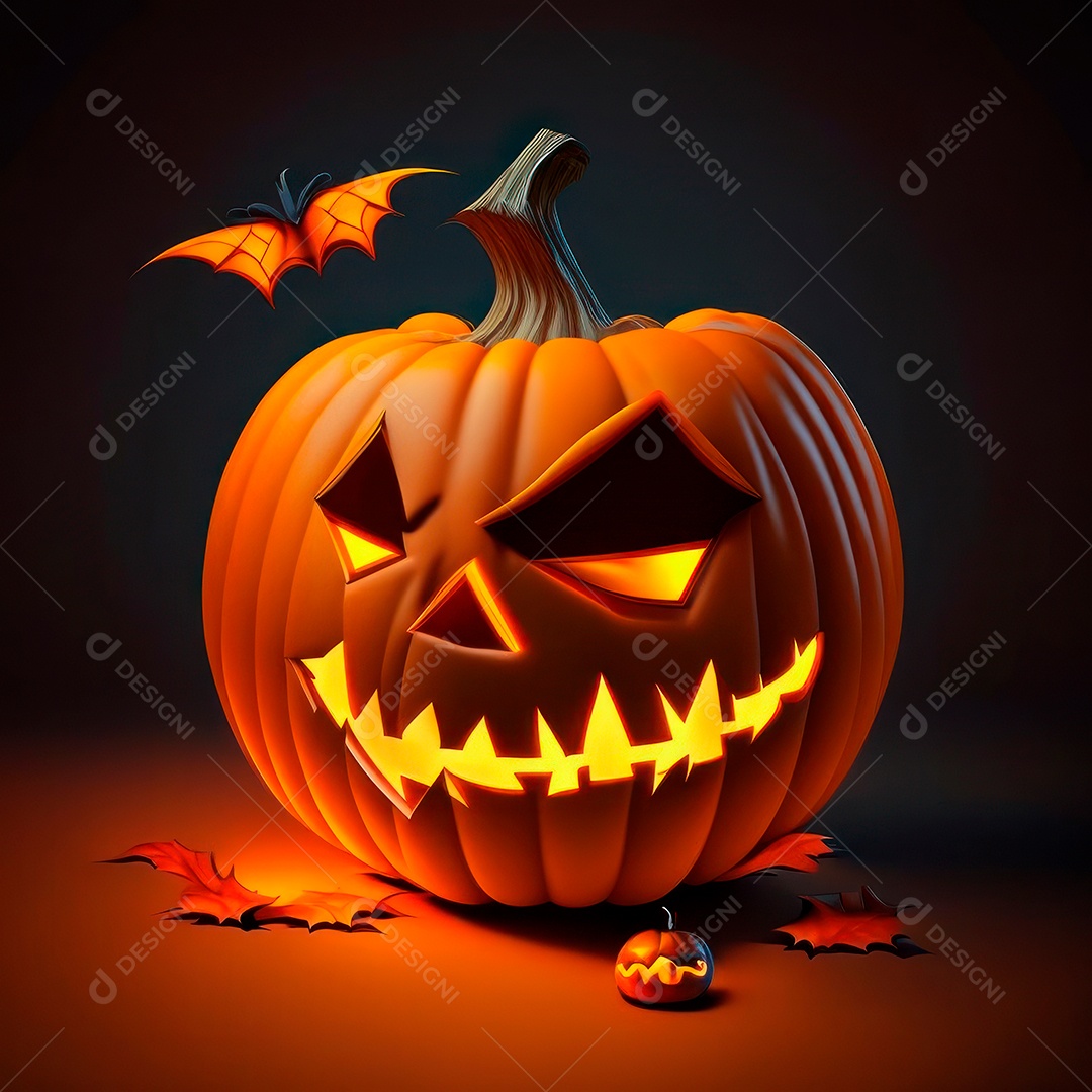 Abóbora halloween 3d 8k olhos aperfeiçoa o fundo.