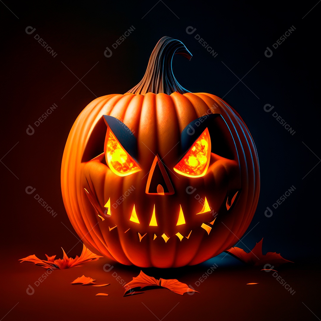 Abóbora halloween 3d 8k olhos aperfeiçoa o fundo.