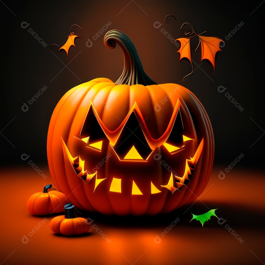 Abóbora halloween 3d 8k olhos aperfeiçoa o fundo.