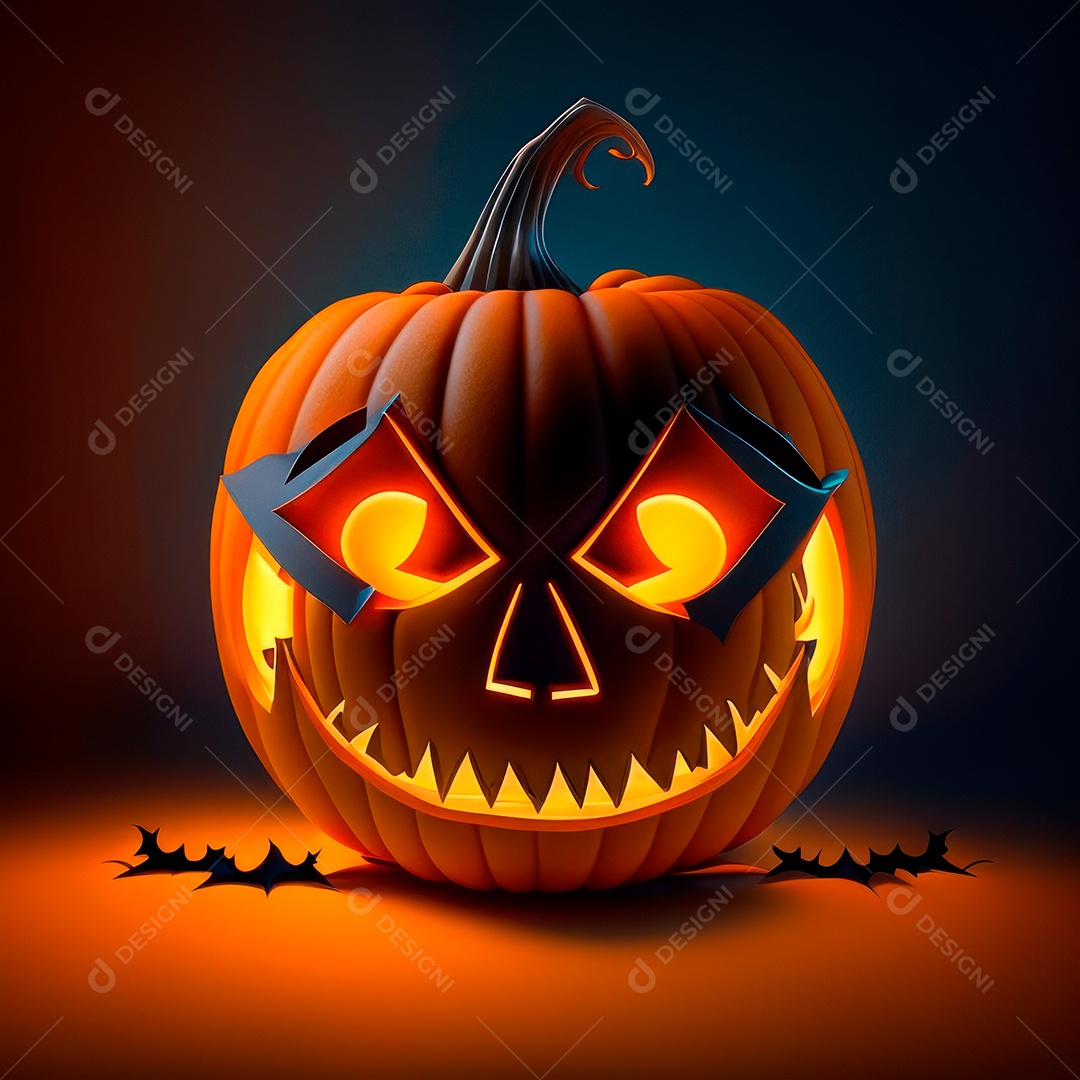 Abóbora halloween 3d 8k olhos aperfeiçoa o fundo.