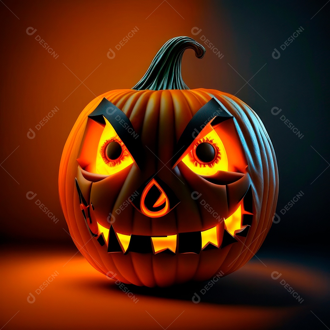 Abóbora halloween 3d 8k olhos aperfeiçoa o fundo.