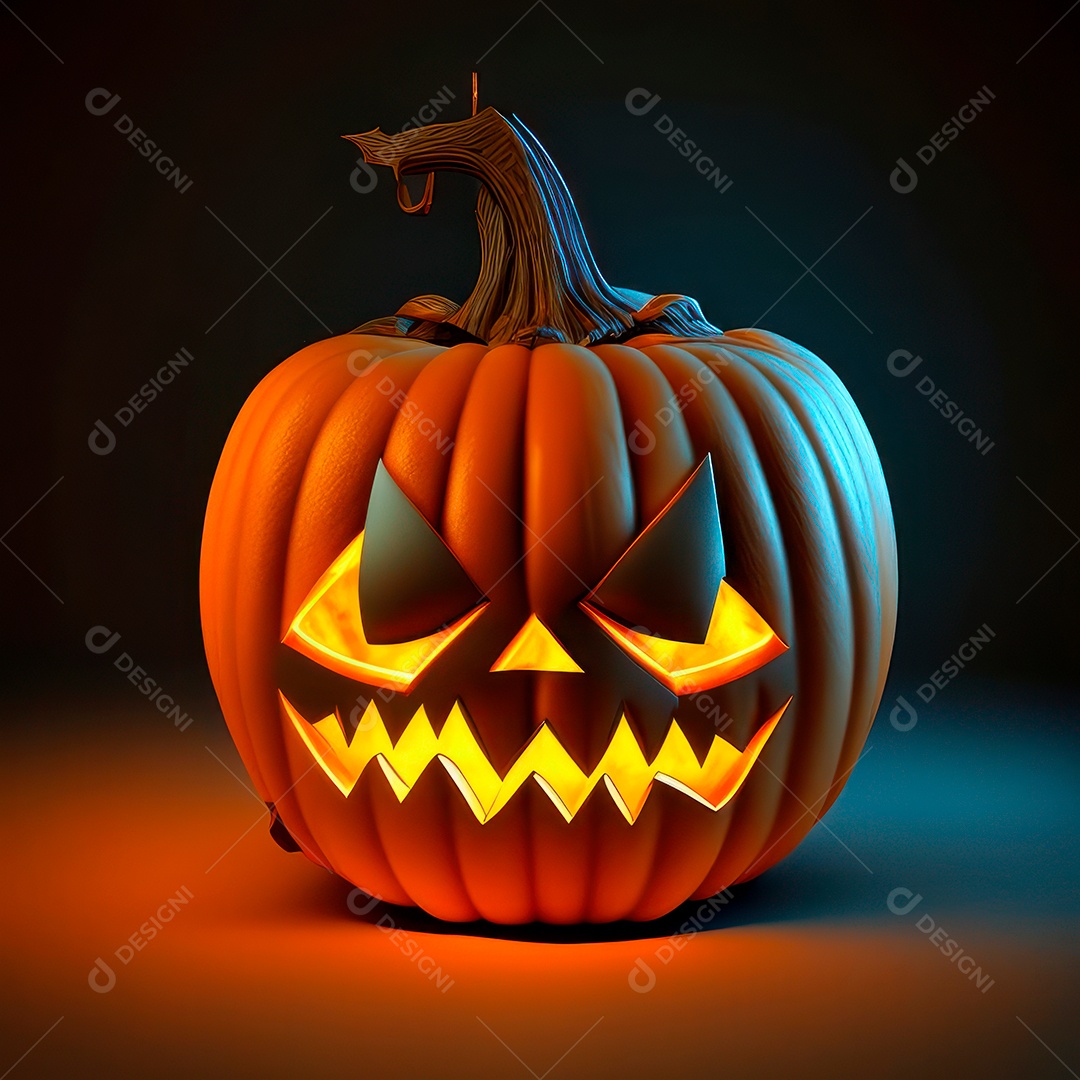 Abóbora halloween 3d 8k olhos aperfeiçoa o fundo.