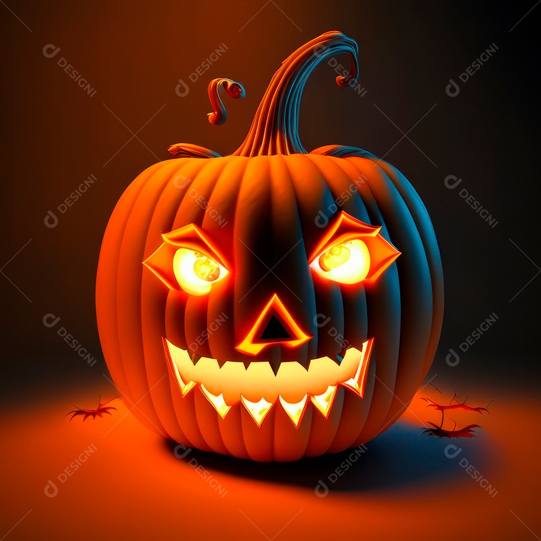 Abóbora halloween 3d 8k olhos aperfeiçoa o fundo.
