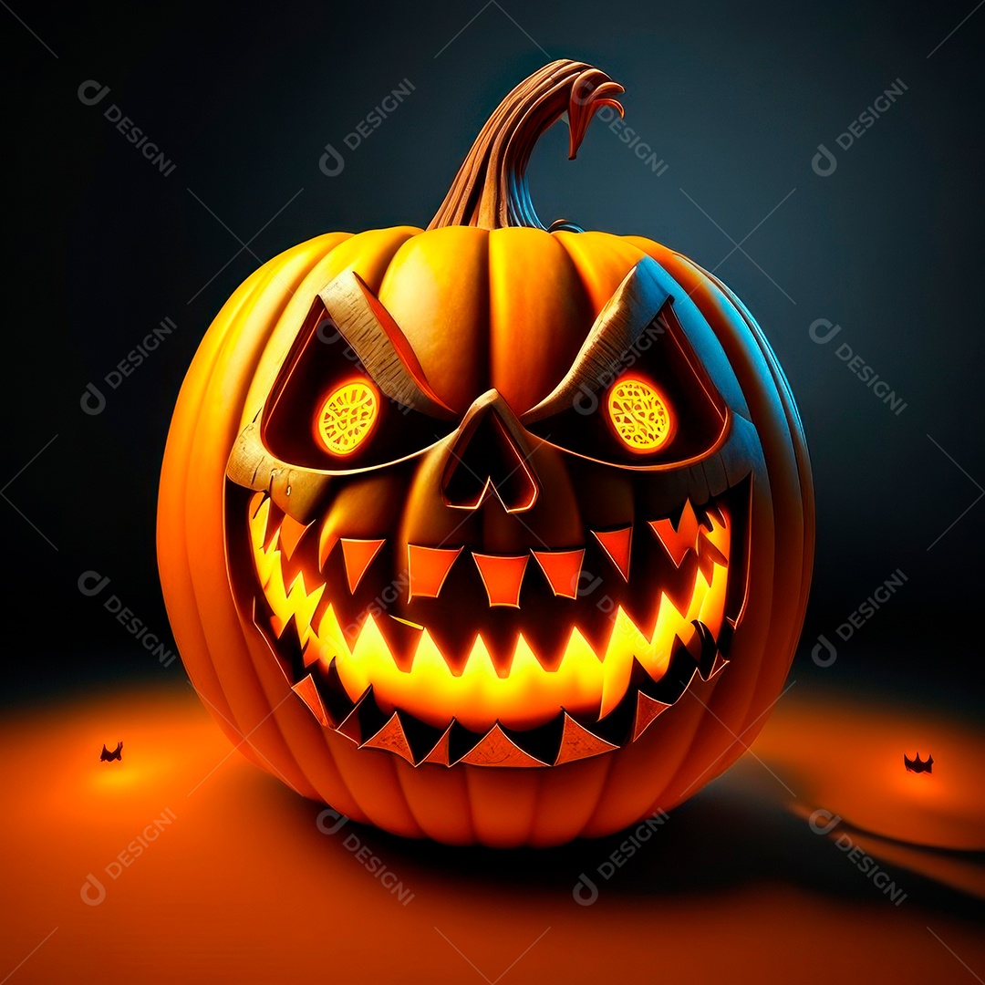 Abóbora halloween 3d 8k olhos aperfeiçoa o fundo.