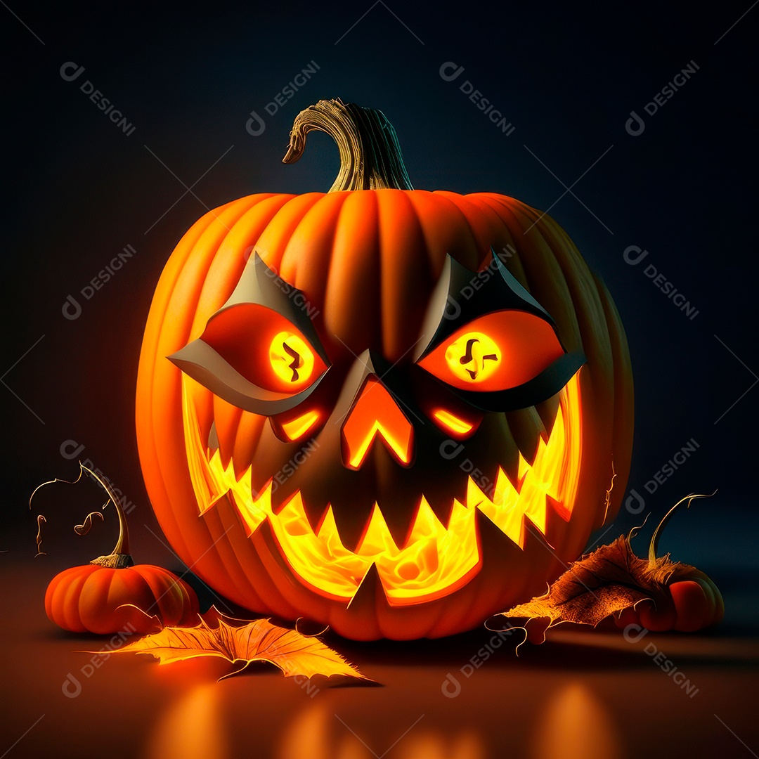 Abóbora halloween 3d 8k olhos aperfeiçoa o fundo.