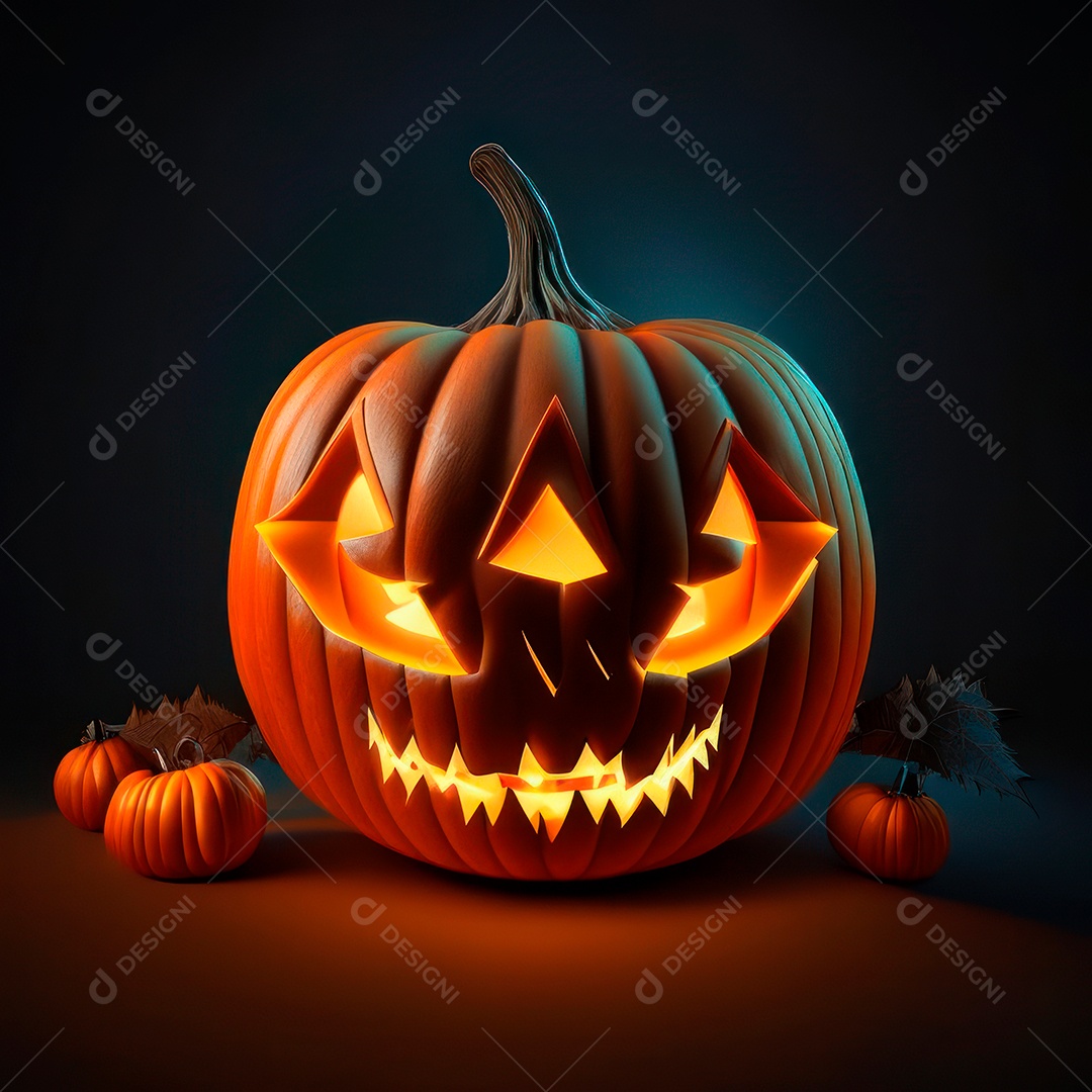 Abóbora halloween 3d 8k olhos aperfeiçoa o fundo.