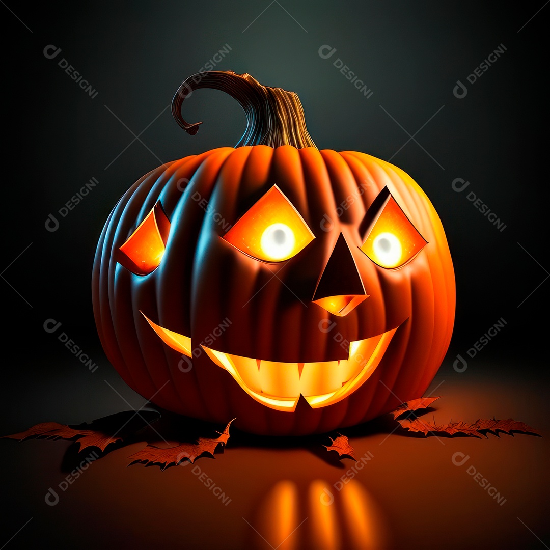 Abóbora halloween 3d 8k olhos aperfeiçoa o fundo.