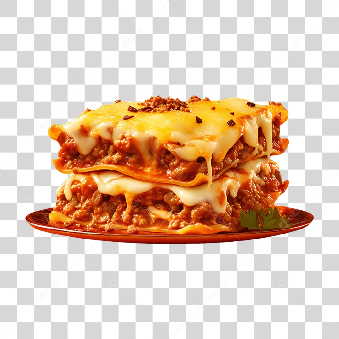 Prato com Fatia de Lasanha PNG Transparente