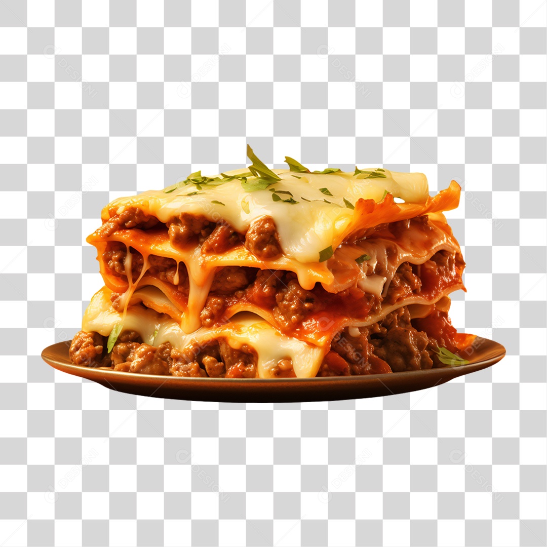 Prato com Fatia de Lasanha PNG Transparente