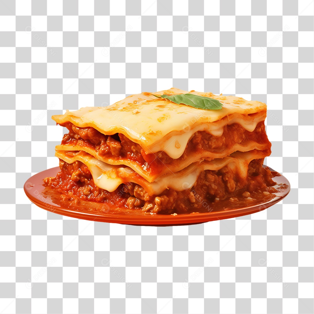 Prato com Fatia de Lasanha PNG Transparente