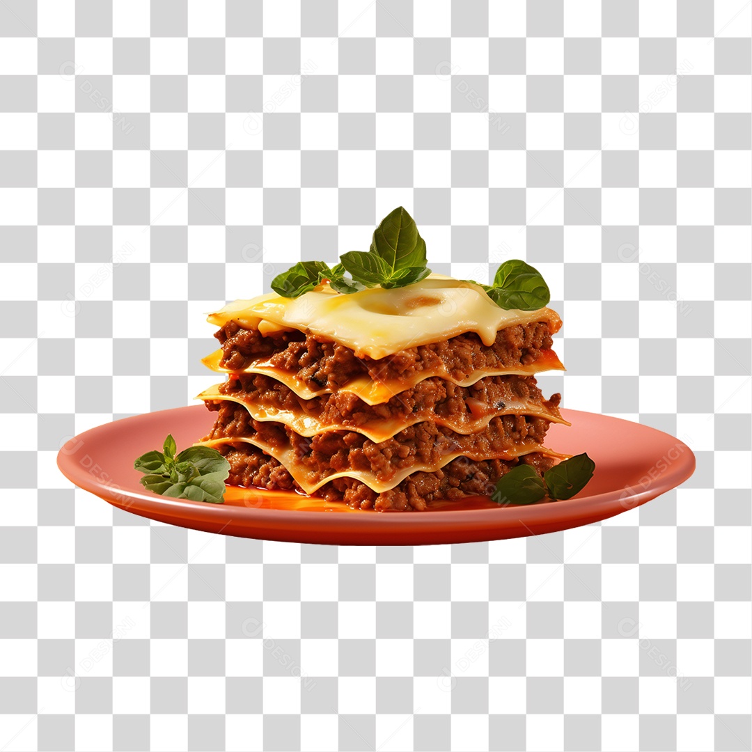 Prato com Fatia de Lasanha PNG Transparente