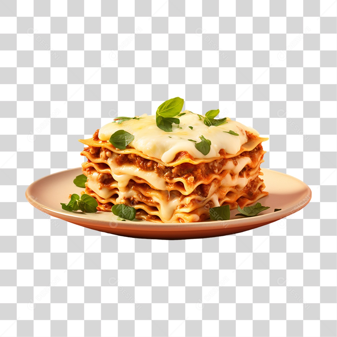 Prato com Fatia de Lasanha PNG Transparente