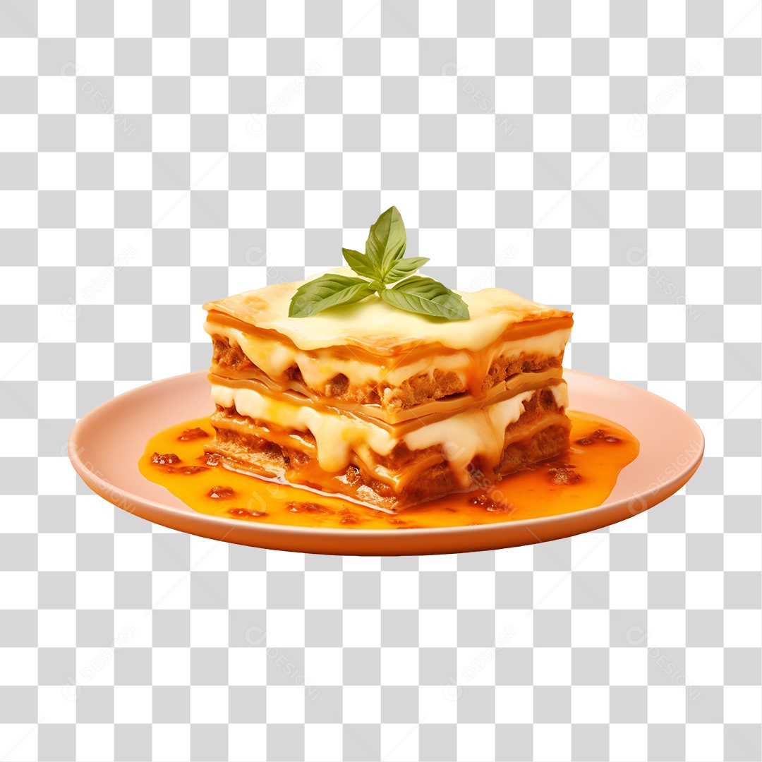 Prato com Fatia de Lasanha PNG Transparente
