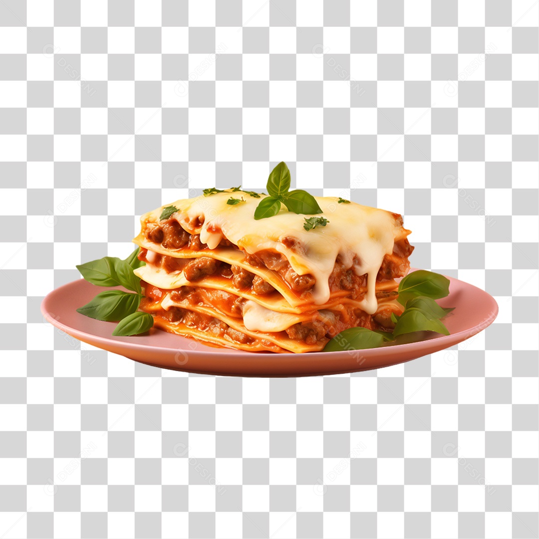 Prato com Fatia de Lasanha PNG Transparente