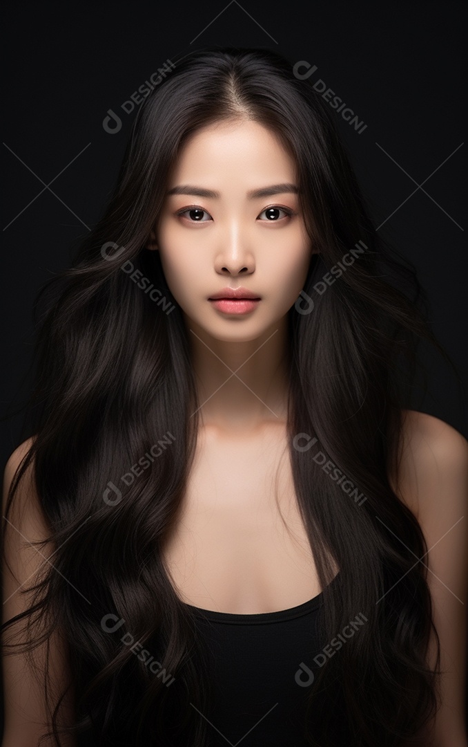 Linda mulher modelo com cabelos compridos