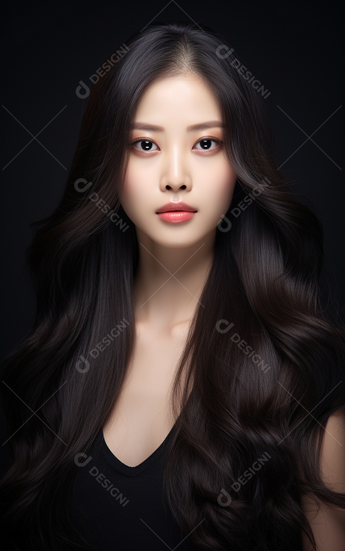 Linda mulher modelo com cabelos compridos