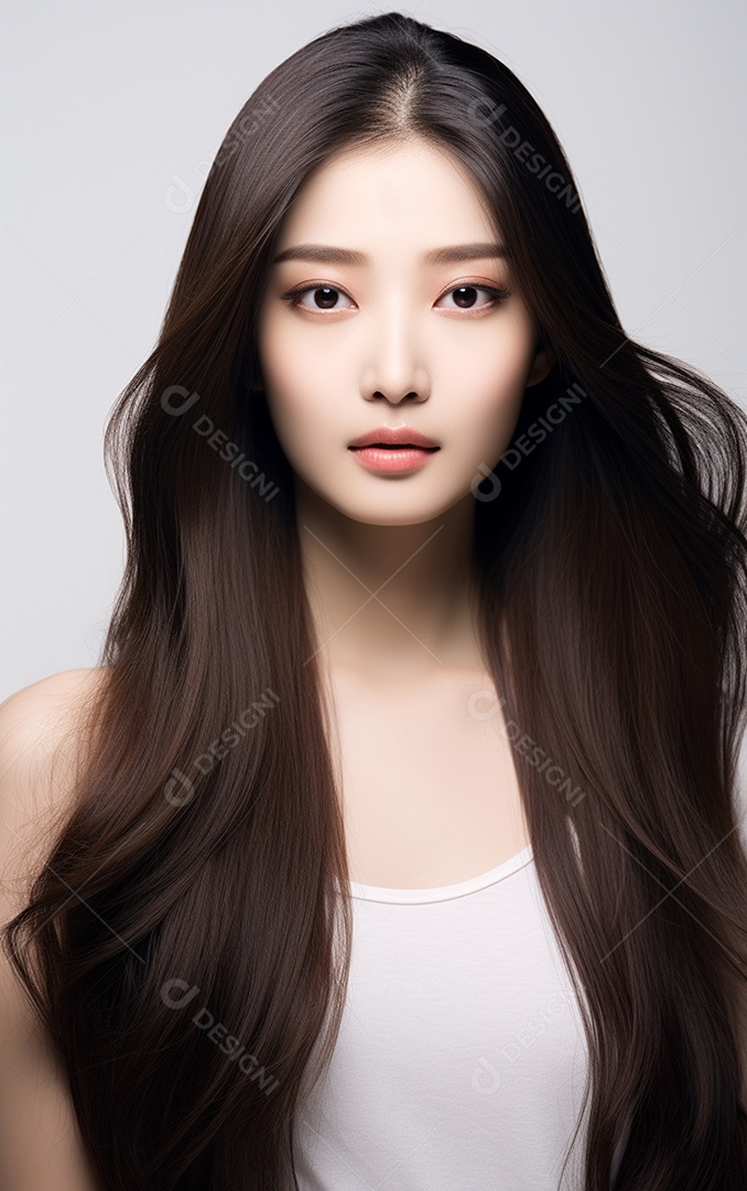 Linda mulher modelo com cabelos compridos